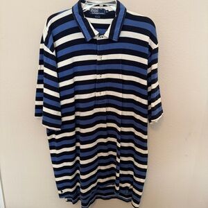 Vintage Polo By Ralph Lauren Mens Size XL Blue White Stripe Polo Shirt Pony